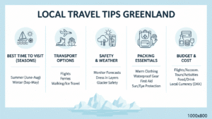 local travel tips greenland infographic for first time and independent travelers
