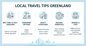 local travel tips greenland infographic for first time and independent travelers