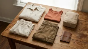 Edikted travel-friendly clothing flat lay for student packing 2026"