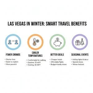 Las Vegas winter travel tips – infographic of benefits visiting in winter