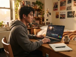 Student using DaVinci Resolve editing tips 2026 for budget video editing