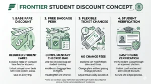 Frontier student discount concept showing base fare, baggage, and ticket flexibility