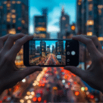 Traveler taking a photo of a city skyline and architecture — travel photography tips