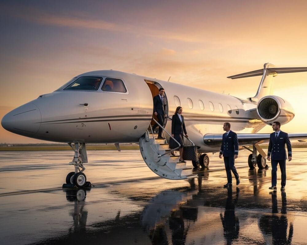 Private air travel safety tips: passengers boarding a private jet safely